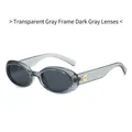 Gafas de sol ovaladas clásicas con montura gris transparente y lentes grises - Montura Gris Transparente Lente Gris