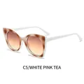 Cat eye sunglasses with white frame, spotted pattern accents and pink tea gradient lenses - White Frame Pink Tea Lenses (C5)