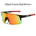 Gafas de sol deportivas con montura negra y lentes de espejo rojas de pieza única - Montura Negra Lentes Espejadas Rojas
