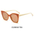 Cat eye sunglasses in C6 beige frame with tea lenses and trendy two-tone design - Beige Frame Champagne Lenses (C6)