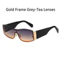 Lunettes de soleil oversize chic avec monture dorée et verres dégradés gris-thé tendance - Monture Dorée Verres Gris Brun