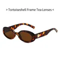 Gafas de sol ovaladas de carey con lentes marrones y detalle metálico dorado - Montura de Carey Lente Té