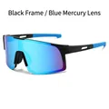 Gafas de sol deportivas con montura negra mate y lentes de espejo azules - Montura Negra Lentes Espejadas Azules