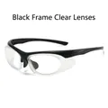Y2K sporty outdoor sunglasses with a sleek black frame and clear protective lenses - Black Frame Clear Lenses