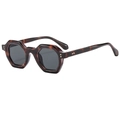 Gafas de sol octogonales de carey con remaches metálicos y cristales en gris oscuro - Montura Carey Lentes Gris Negro