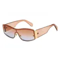 Lunettes de soleil dorées tendance avec verres dégradés marron-bleu pour un look rétro hip-hop - Monture Dorée Verres Bleu Thé