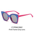 Cat eye sunglasses with pink blue frames and grey lenses, C7 Pink Gray model - Pink Frame Translucent Gray Lenses (C7)