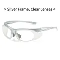Y2K sporty silver frame sunglasses with transparent lenses for cycling and outdoor - Silver Frame Clear Lenses