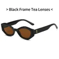 Gafas de sol de ojo de gato negras con lentes de té y detalles de diamantes en patillas - Montura Negra Lentes de Té