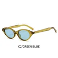 Occhiali da sole cat eye retrò con montatura verde trasparente e lenti azzurre - Montatura Verde Lente Blu