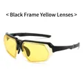 Gafas de sol deportivas con montura negra y lentes amarillas de alto contraste nocturno - Montura Negra Lentes Amarillas