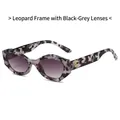 Lunettes de soleil oeil-de-chat léopard polygone avec branches ornées de diamants - Monture Écaille Verres Gris Dégradés