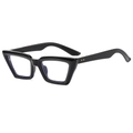 Glänzende schwarze Cat-Eye-Sonnenbrille mit Goldnieten und transparenten Gläsern - Glänzend Schwarz / Anti-Blaulicht Klare Gläser