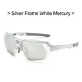 Silver frame cycling sunglasses with white mercury mirrored lenses for outdoor sports - Silver Frame White Silver Mirror Lens