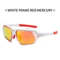 Sport cycling sunglasses with white frame and red mercury lenses for outdoor activities - White Frame Red Mirror Lens