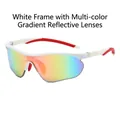 Outdoor sport sunglasses with white frame and colorful gradient mercury lenses - White Frame Pink Mirror Lens