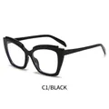 Occhiali anti-luce blu occhio di gatto con montatura nera lucida e design retrò - Montatura Nera Lenti Trasparenti Anti-luce Blu