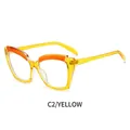 Occhiali anti luce blu cat-eye con montatura gialla trasparente C2 e dettagli arancio - Montatura Gialla Trasparente Anti Luce Blu