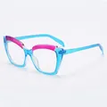 Occhiali anti luce blu cat-eye con montura PC trasparente blu e rosso rosa - Montatura Blu Trasparente Lenti Trasparenti Anti-luce Blu