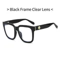 Chic black square frame sunglasses with gold ring hardware and clear lenses - Black Frame Clear Anti-blue Lens