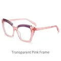 Lunettes anti-lumière bleue œil de chat avec monture rose transparent et violet - Monture Rose Transparente Anti-Lumière Bleue
