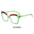 Lunettes œil de chat avec monture PC vert transparent et accent supérieur marron chic - Monture Verte Transparente Anti-Lumière Bleue