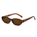 Gafas de sol ovaladas retro con montura de leopardo y cristales marrones para mujer - Montura de Leopardo / Lentes Té