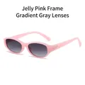Retro oval sunglasses in translucent jelly pink frame with gradient grey lenses - Jelly Pink Frame Gradient Grey Lens