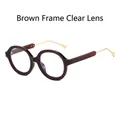 Retro round tea frame sunglasses with clear lenses and slim gold metal temples - Tea Frame Clear Anti-Blue Light Lens (Optical Glasses)