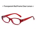 Stylish small frame retro glasses with transparent red frames and clear lenses - Transparent Red Frame Clear Anti-blue Light Lenses