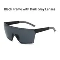 Gafas de sol de ciclismo sin montura con montura negra y lentes grises deportivas - Marco Negro Lente Gris
