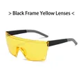 Gafas de ciclismo sin montura con montura negra y lentes panorámicas amarillas - Montura Negra Lentes Amarillas