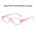 Retro small oval jelly pink frame glasses with clear lenses and side metal accents - Jelly Pink Frame Clear Anti-blue Light Lenses