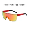 Gafas de ciclismo deportivas sin montura con marco rojo y lentes espejo naranja-rojo - Montura Roja Lentes Espejo Rojas