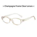 Retro champagne oval frame sunglasses with transparent lenses for a stylish vintage look - Champagne Frame Clear Anti-blue Light Lenses