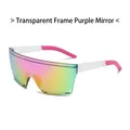Sporty rimless sunglasses with transparent frame and purple rainbow mirrored lenses - Transparent Frame Purple Mirrored Lens