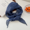 Foulard en lin bleu marine avec motifs artistiques et rayures pour femmes - 21Linen-Imprimé Abstrait Bleu