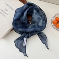 Écharpe en lin tie-dye bleu foncé avec bords délicats et texture marbrée - 24Linen-Marbré Bleu