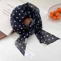 Sciarpa leggera in chiffon nero a pois bianchi con cartellino del marchio di qualità - Pois Neri (03be)