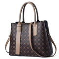 Elegant dark brown quilted tote bag with tan handles and gold-tone hardware detail - Brown Monogram
