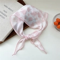 Lightweight white floral silk neckerchief with pink tulip print and fine stitched edges - Pink Paulownia Flower