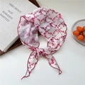Lightweight white triangle scarf with small red floral print and red stitched edges - Rose Red Maple Branch
