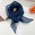 Foulard en soie bleu marine à pois blancs avec étiquette de marque et design fin - Pois Mixtes Marine (10be)