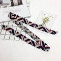 Long skinny scarf with geometric patterns and V-shaped rhinestones decoration - Fishbone Stripe Red Blue