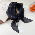 Élégant foulard en soie à pois noirs et blancs comme accessoire de sac fin et élégant - Pois Dispersés Noir (15be)