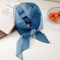 Foulard fin dégradé bleu à pois blancs, ruban de cheveux léger et cravate élégante - Bicolore Pois Dispersés Bleu (17be)