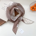 Foulard mince en mousseline à pois marrons et crème, idéal comme ruban de cheveux - Bicolore Pois de Taille Mixte Marron (21be)