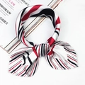 Elegant red black and white striped satin scarf bow hair tie for women stylish accessory - Red White Black Alternate Stripe Style (Special Color 13)