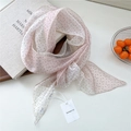 Écharpe étroite en mousseline rose à pois noirs avec étiquette de marque be keen on - Bicolore Pois Étoilés Beige (25be)