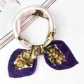 Pink and purple satin floral scarf with vintage gold rose pattern for women - Pink Purple Gold Vintage Rose Style (Special Color 9)